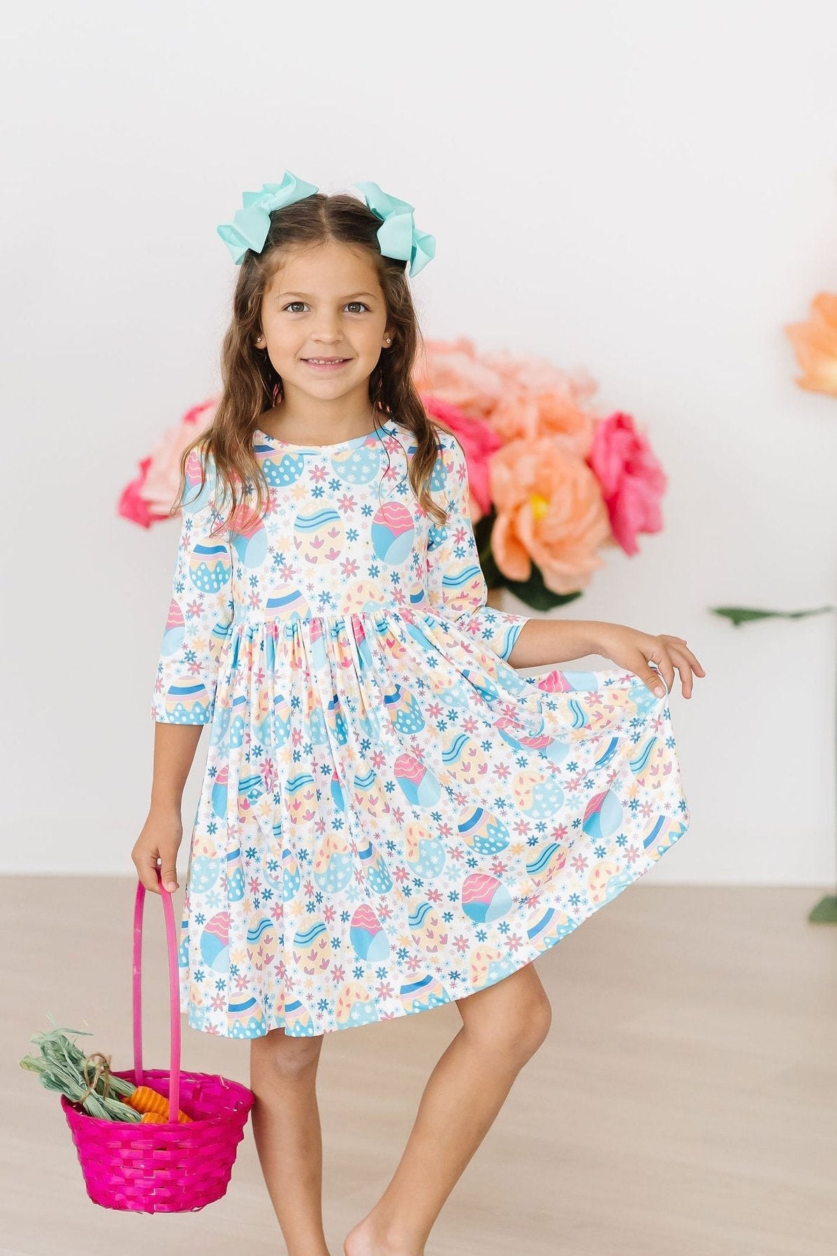 Egg-cellent 3/4 Sleeve Pocket Twirl Dress 4