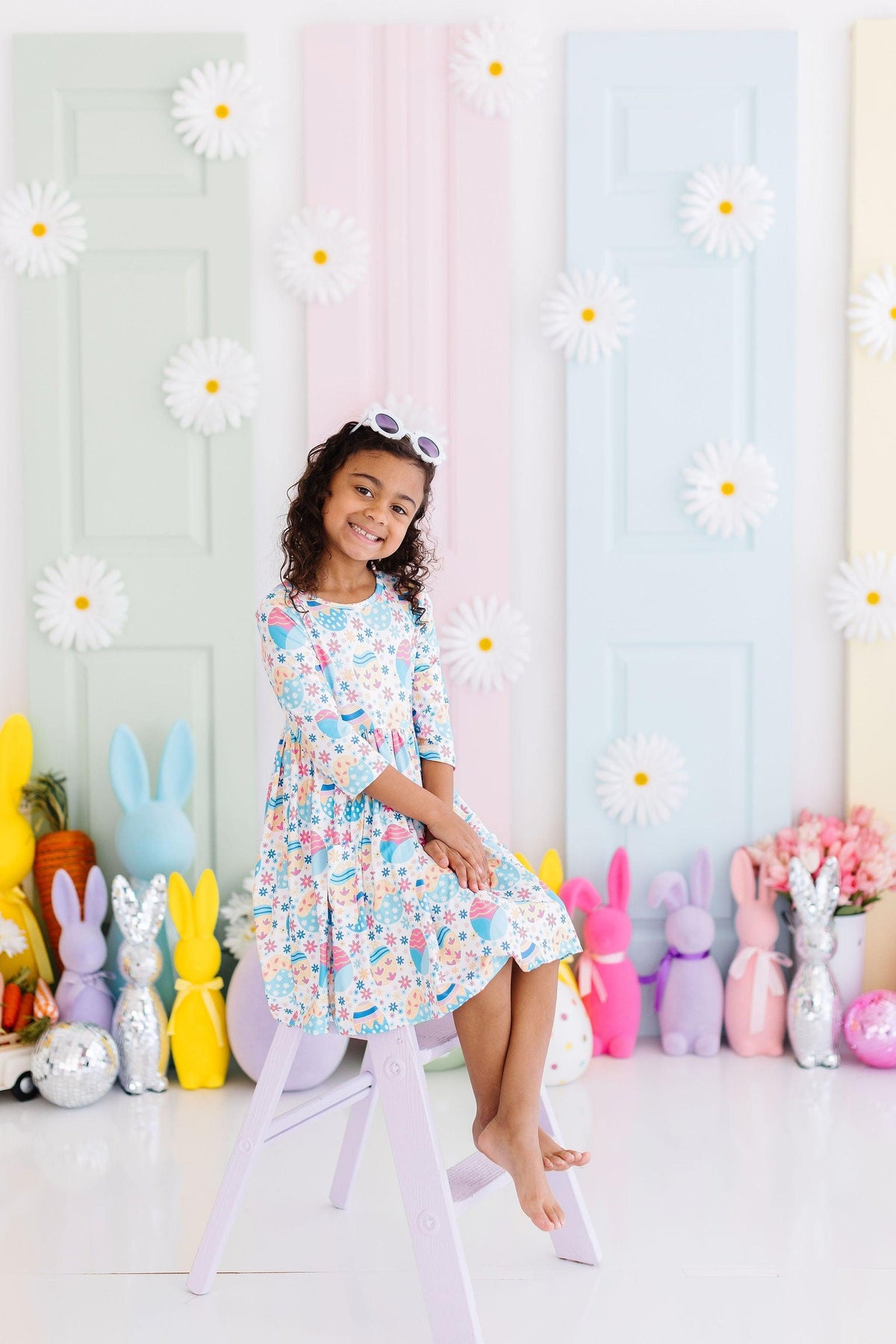 Egg-cellent 3/4 Sleeve Pocket Twirl Dress 1