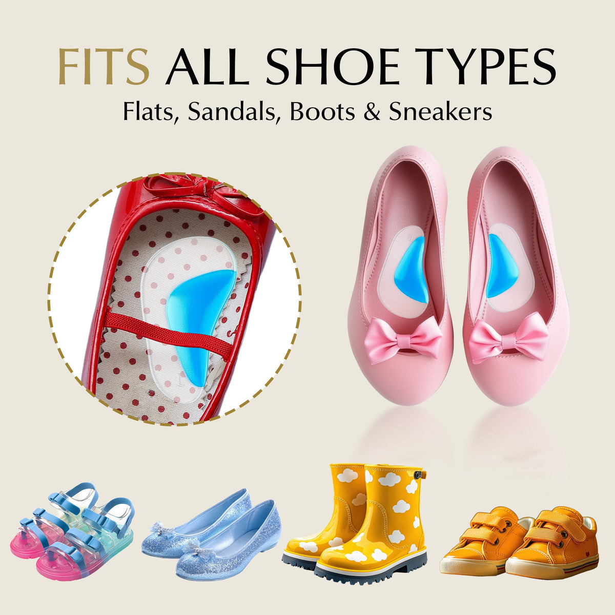 Arch Support Shoe Inserts for Adults & Kids 9