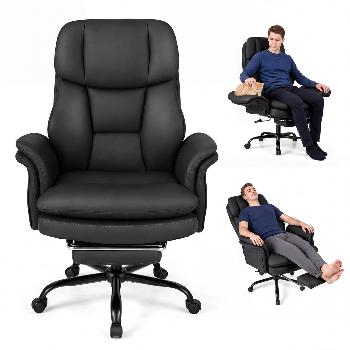 Big and Tall Office Chair with Retractable Footrest 500 lbs 3