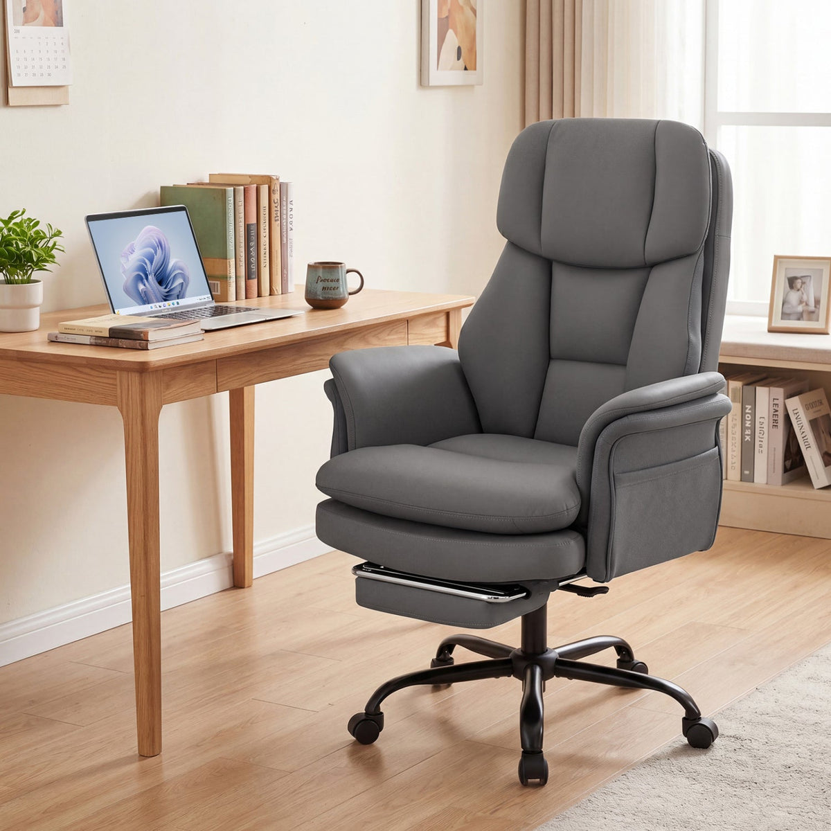 Big and Tall Office Chair with Retractable Footrest 500 lbs 9