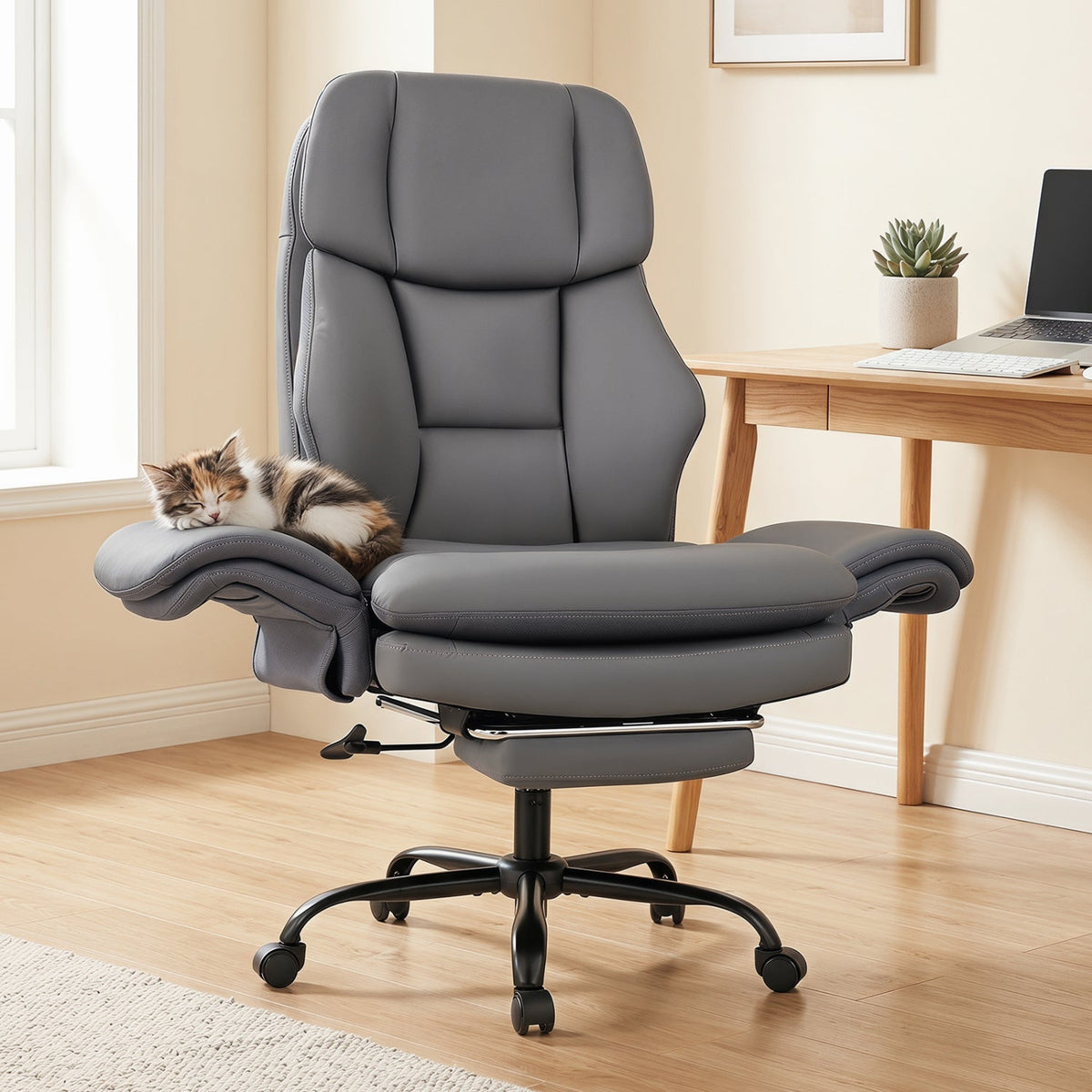 Big and Tall Office Chair with Retractable Footrest 500 lbs 10