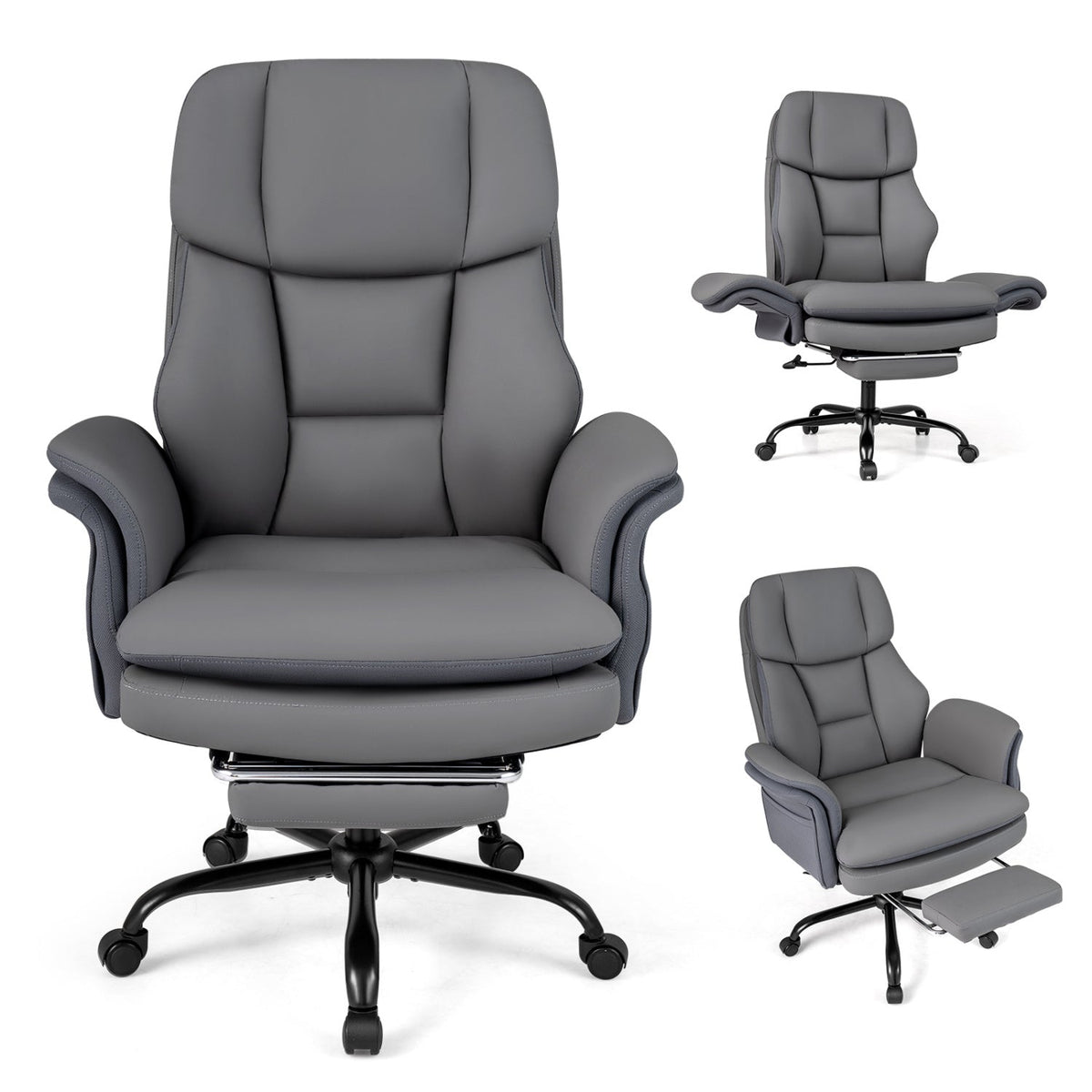 Big and Tall Office Chair with Retractable Footrest 500 lbs 11
