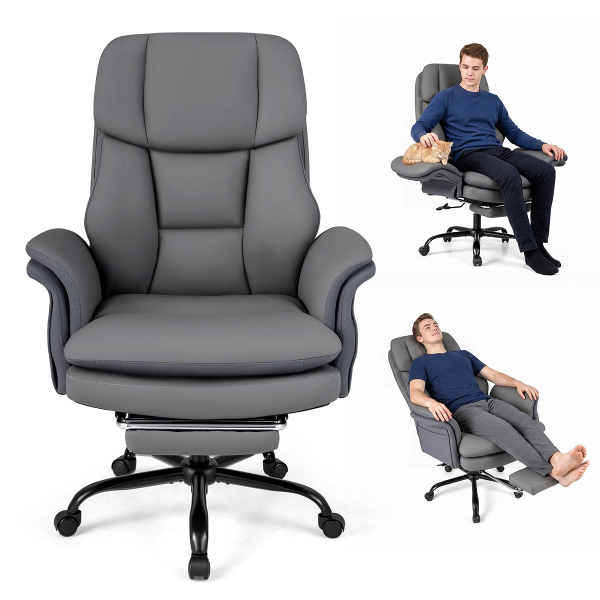Big and Tall Office Chair with Retractable Footrest 500 lbs 12