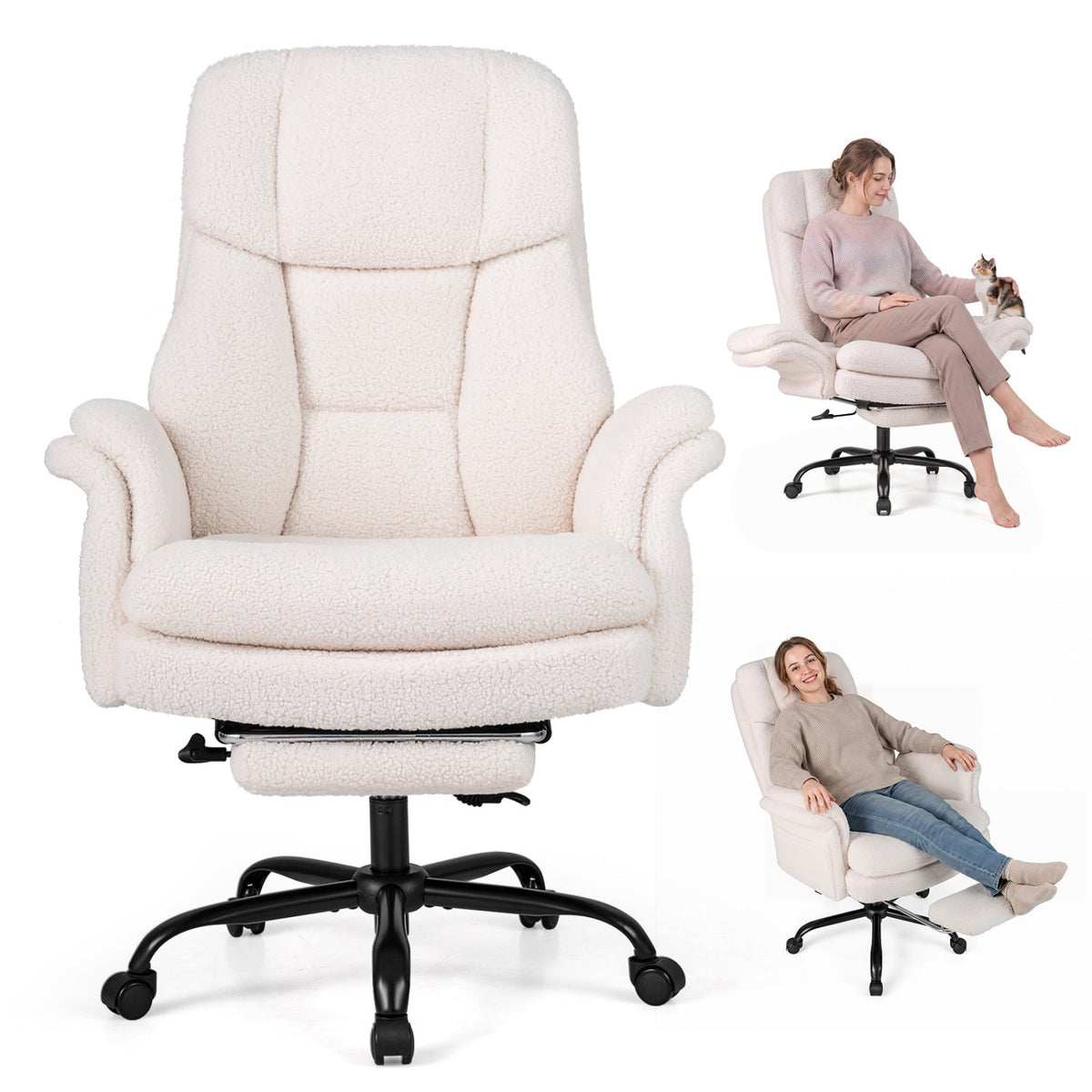 Big and Tall Office Chair with Retractable Footrest 500 lbs 20