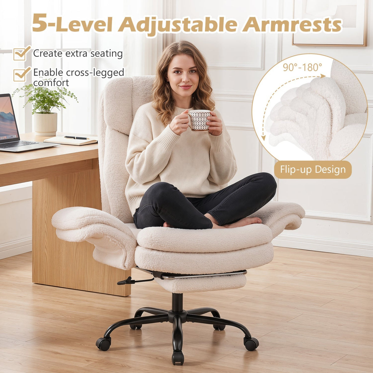 Big and Tall Office Chair with Retractable Footrest 500 lbs 22
