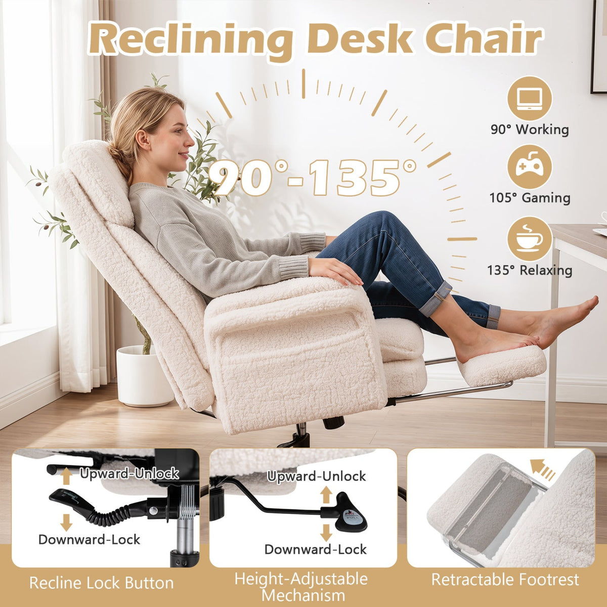 Big and Tall Office Chair with Retractable Footrest 500 lbs 23