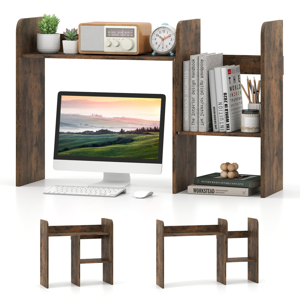 Expandable Desktop Bookshelf with Open Storage Cubes 11