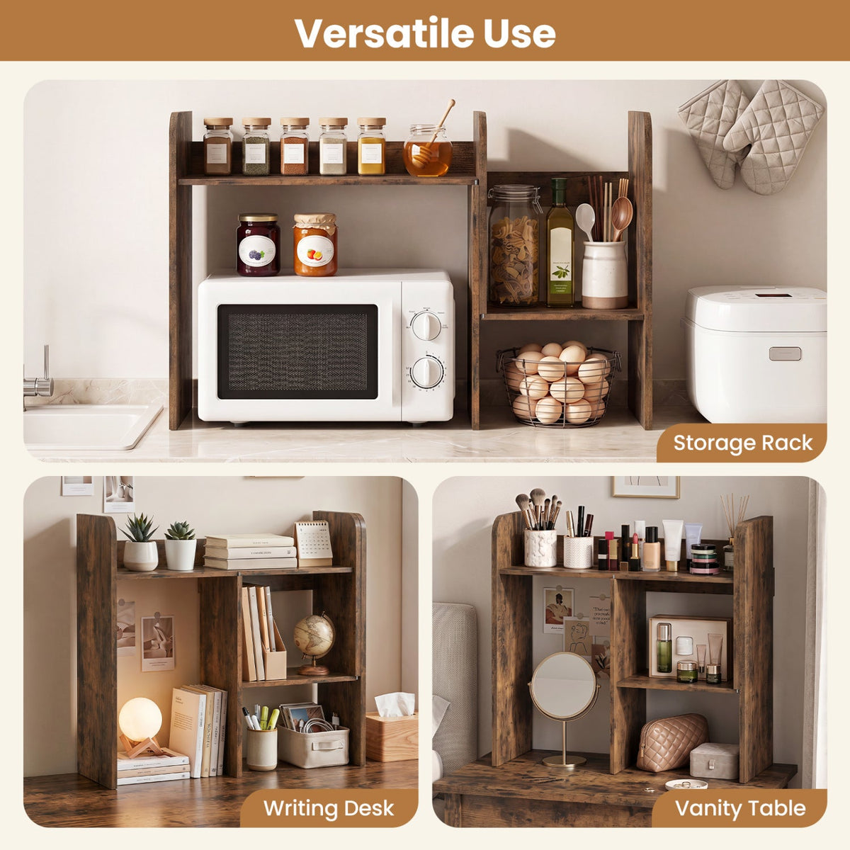 Expandable Desktop Bookshelf with Open Storage Cubes 13