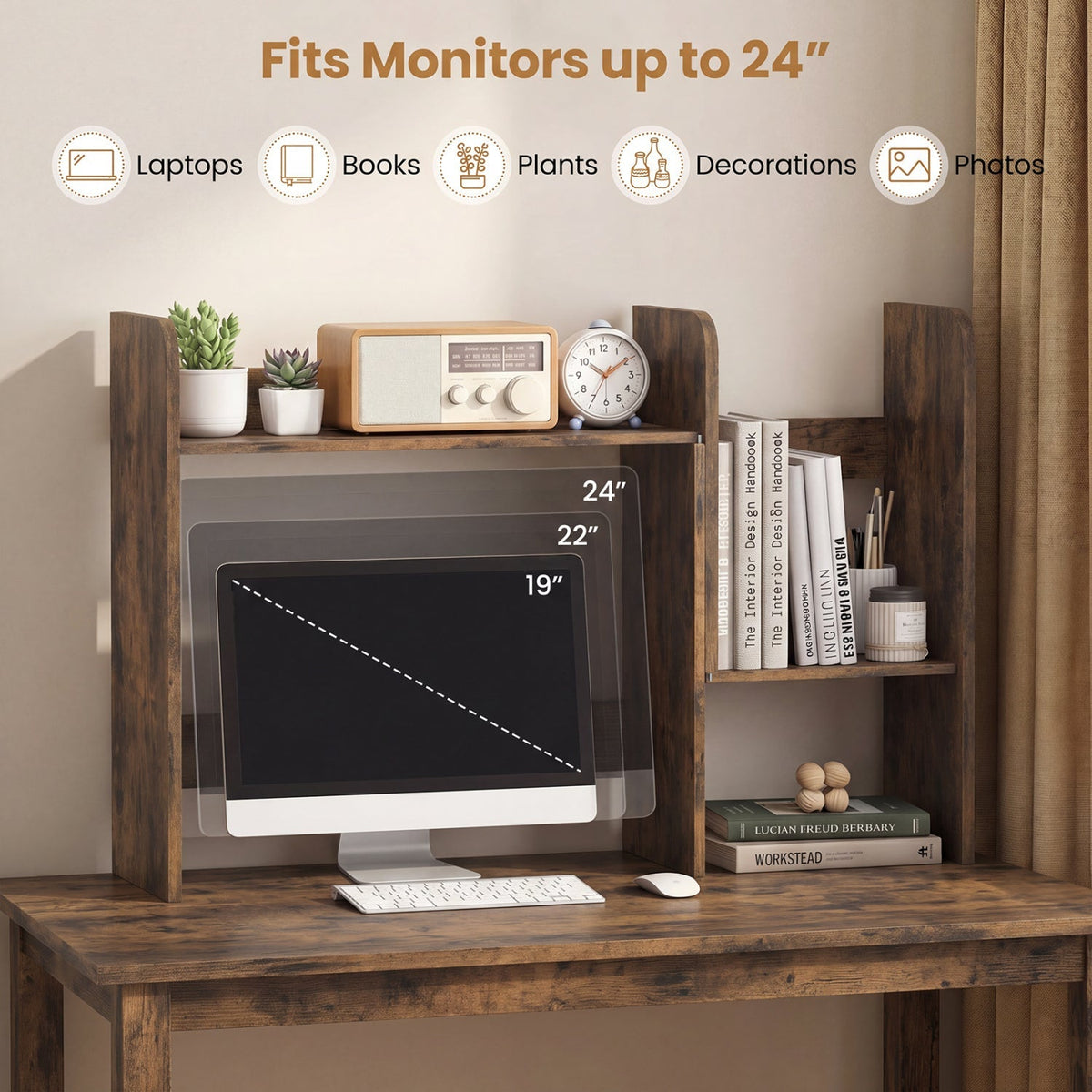 Expandable Desktop Bookshelf with Open Storage Cubes 14