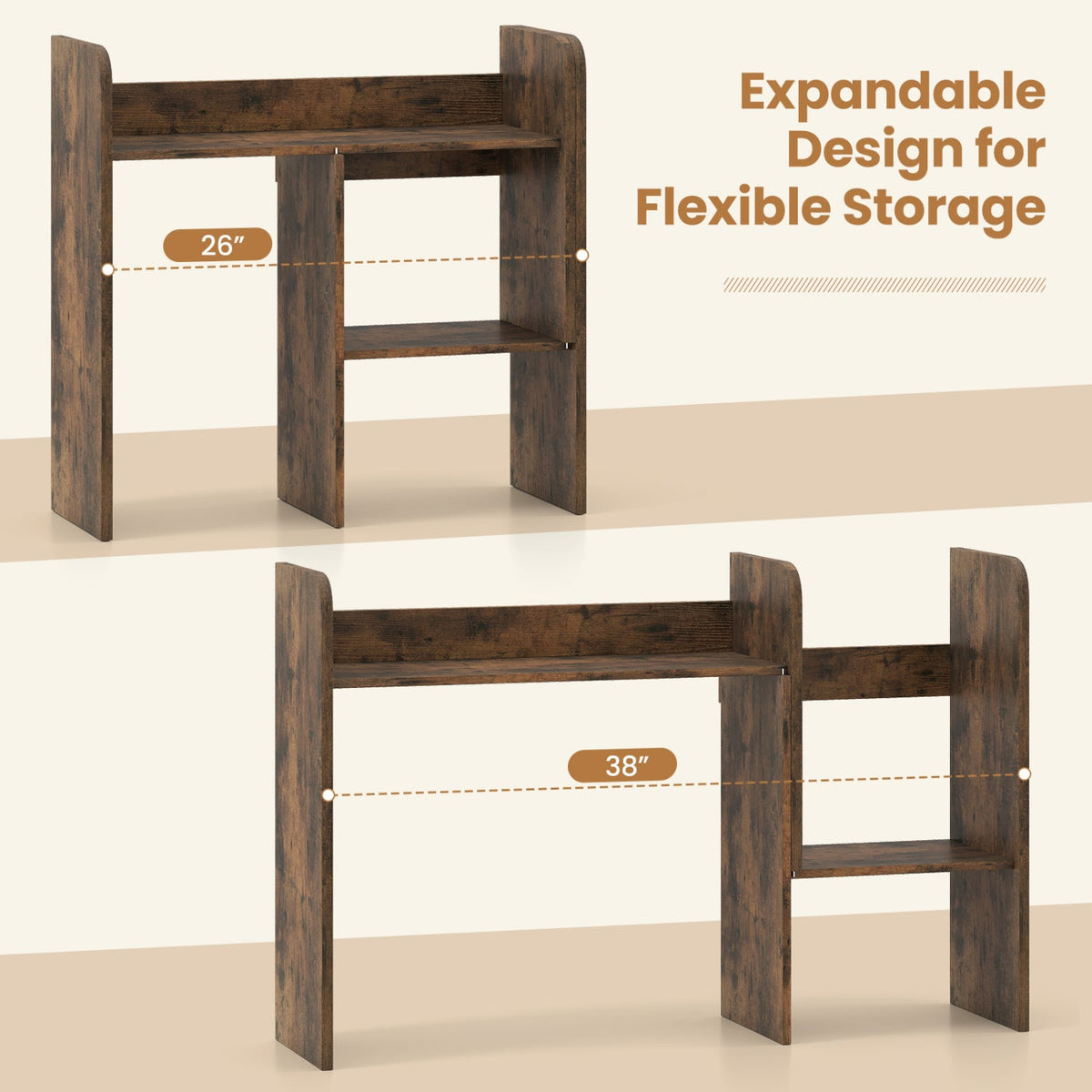 Expandable Desktop Bookshelf with Open Storage Cubes 15