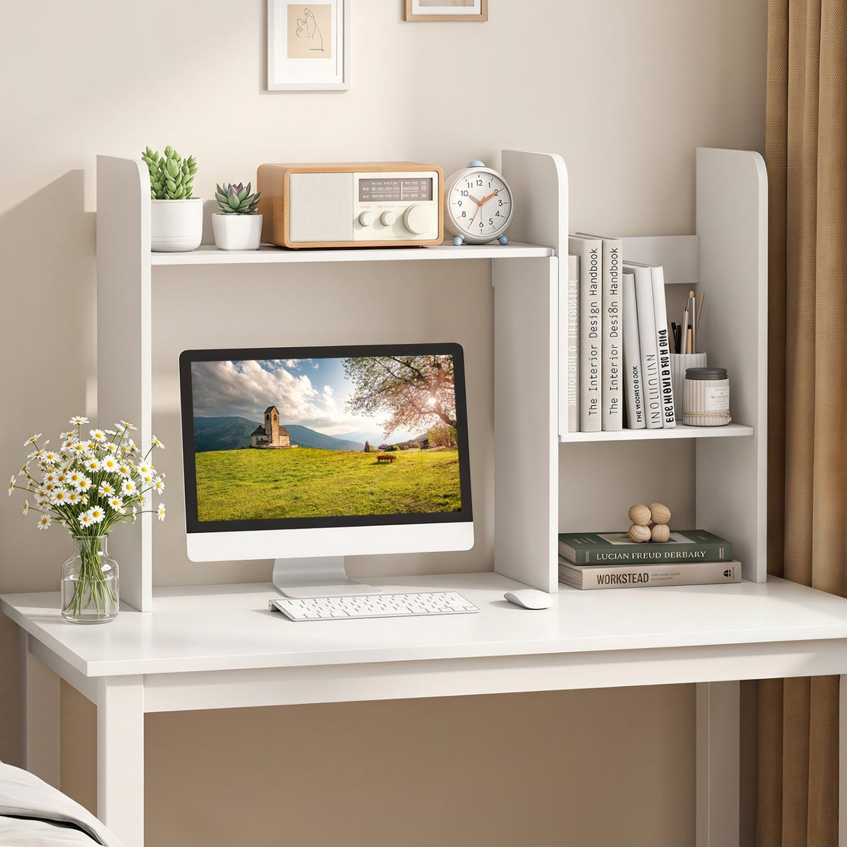 Expandable Desktop Bookshelf with Open Storage Cubes 2