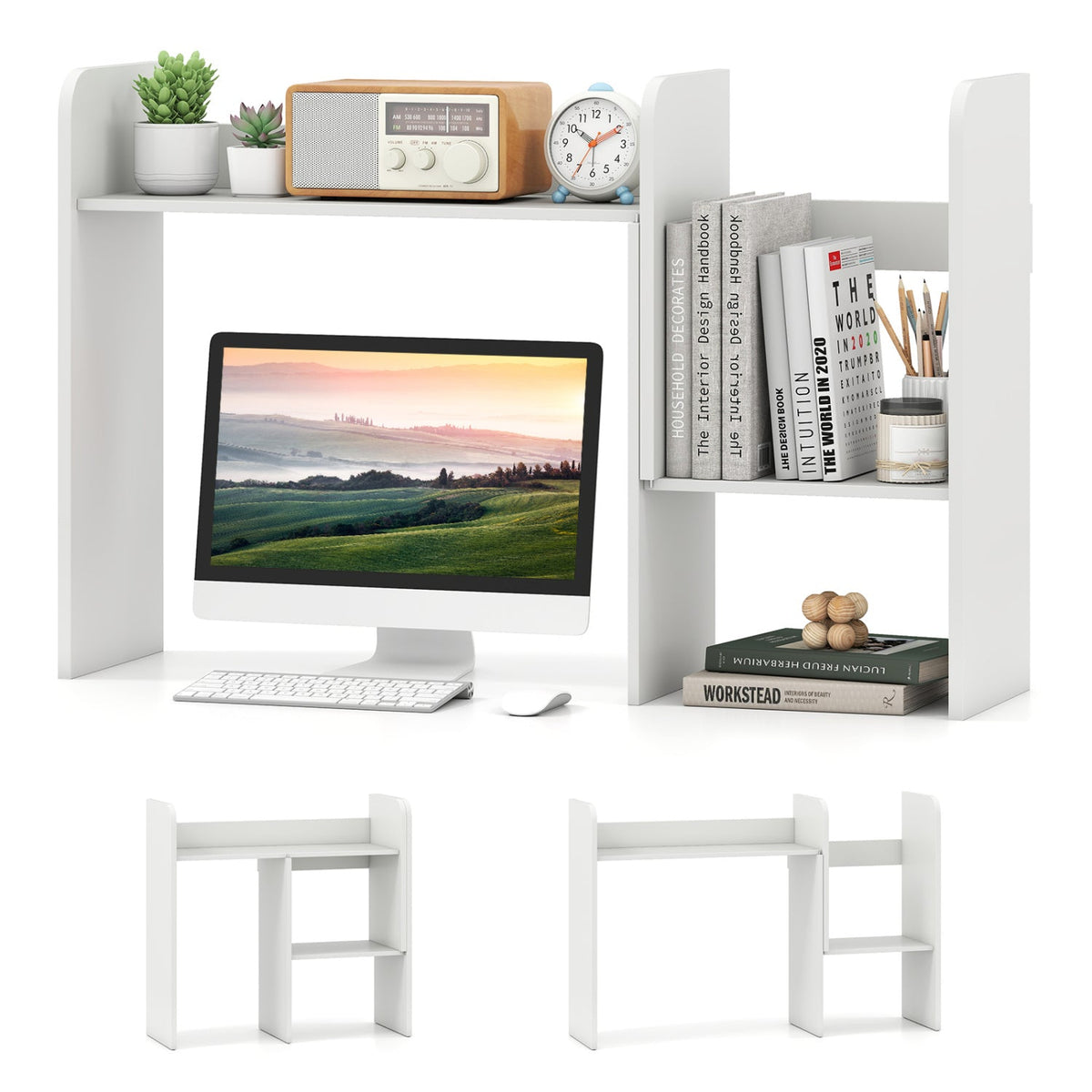 Expandable Desktop Bookshelf with Open Storage Cubes 3