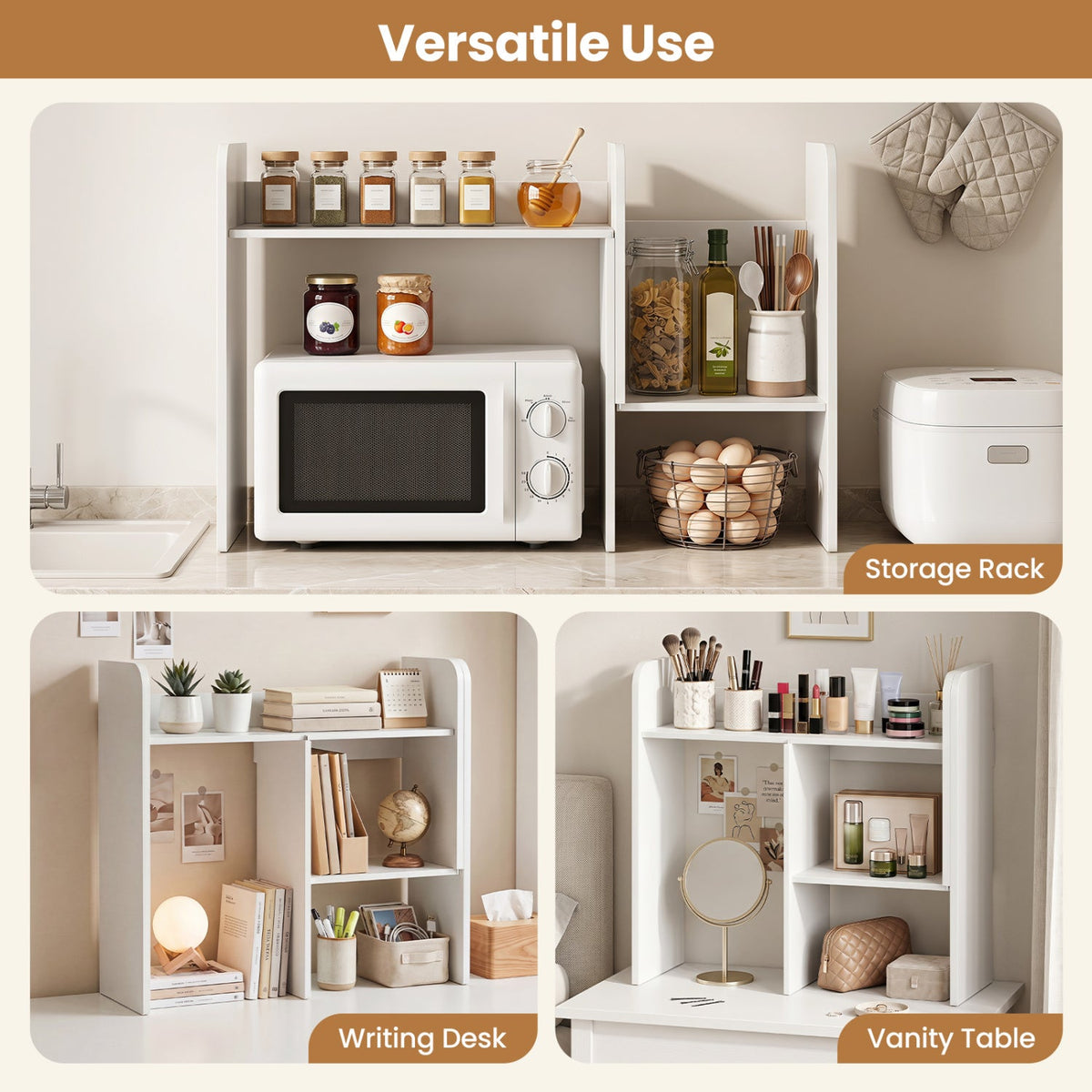 Expandable Desktop Bookshelf with Open Storage Cubes 5