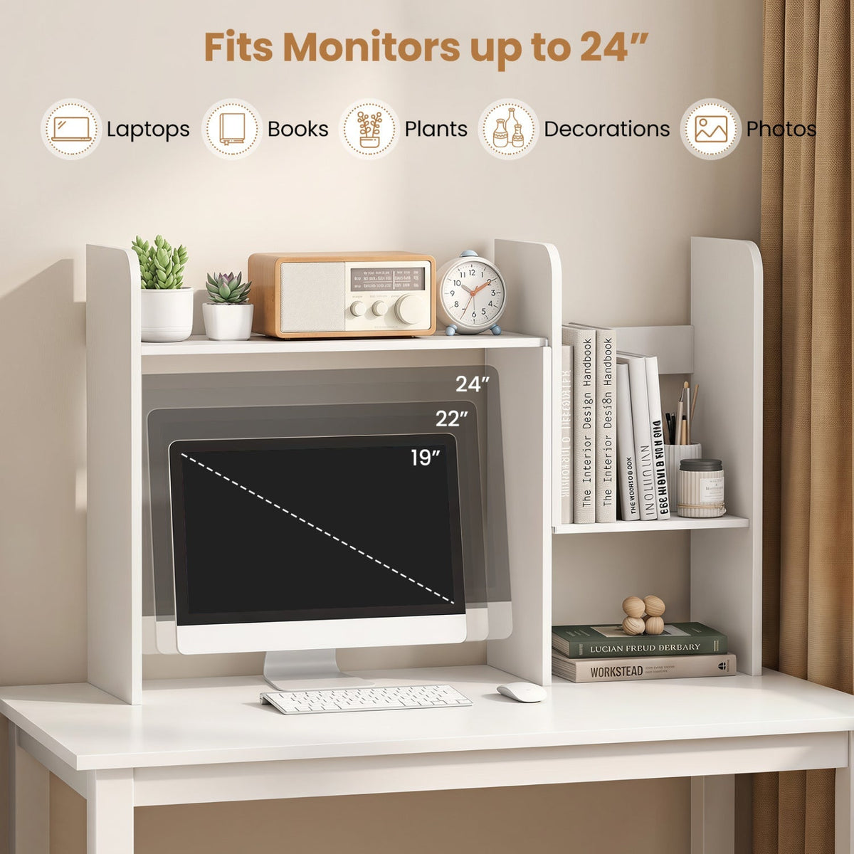 Expandable Desktop Bookshelf with Open Storage Cubes 6
