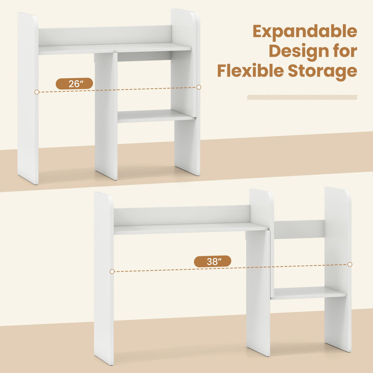 Expandable Desktop Bookshelf with Open Storage Cubes 7