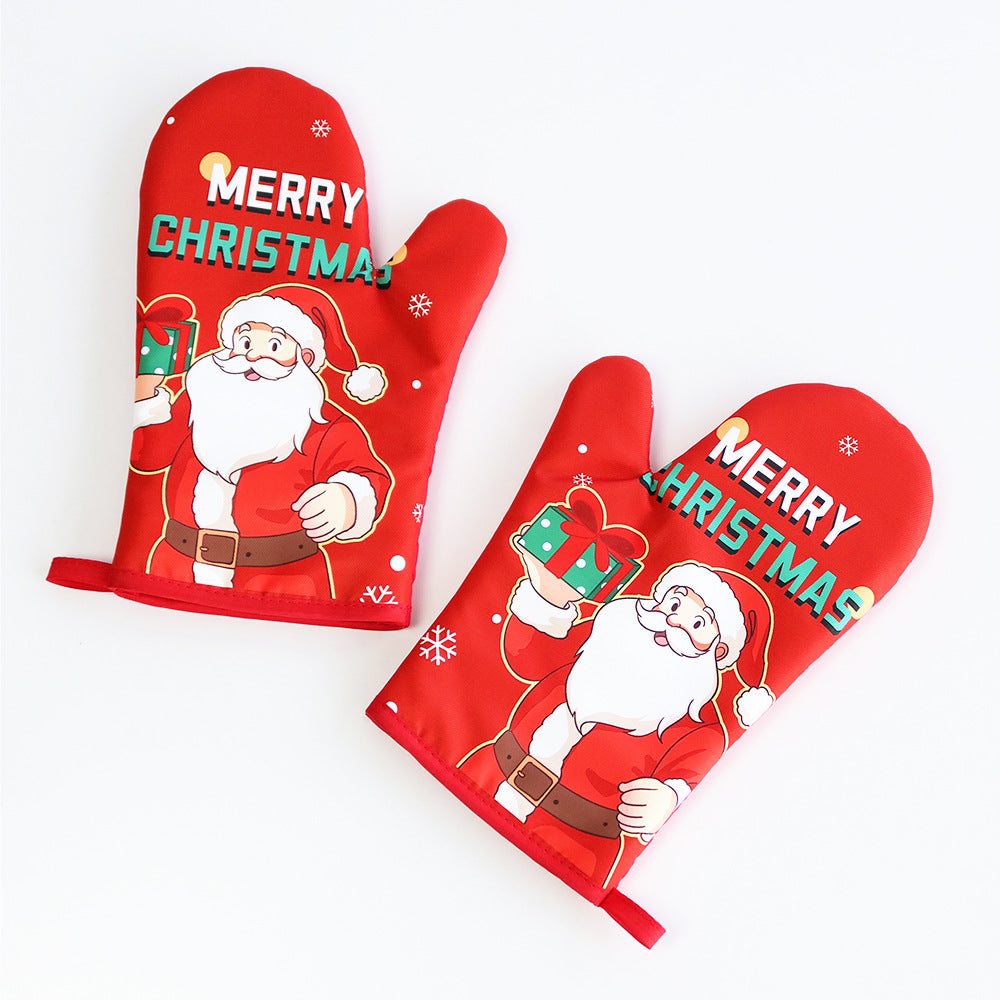 Christmas series insulated gloves, oven gloves, kitchen baking oven gloves, insulated and heat-resistant gloves 5