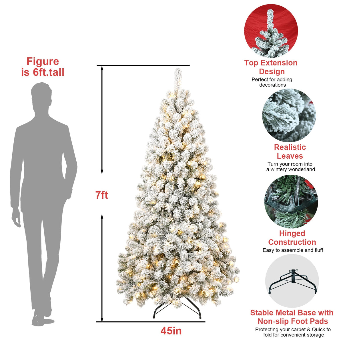 5FT PVC Memory Wire Christmas tree (With Light) 11