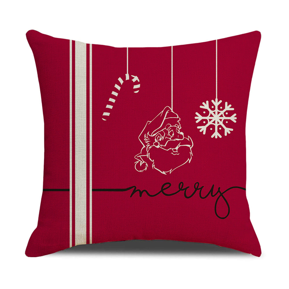 Pink cartoon Christmas linen pillowcase, sofa cushion, home goods pillowcase 9