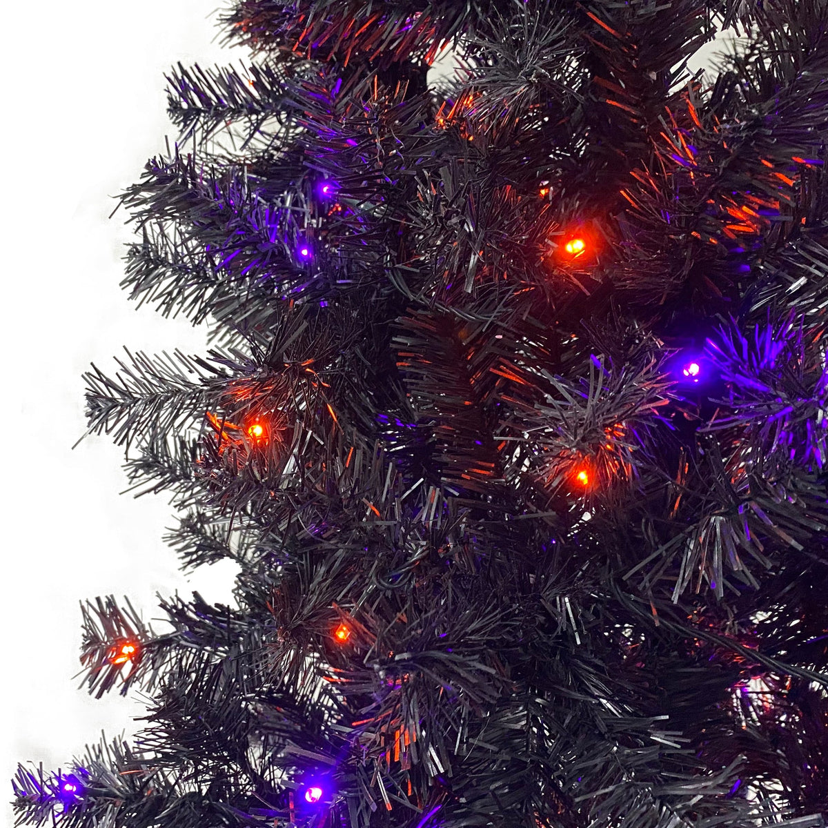 6FT artificial fir curved top Halloween tree, with 1080 lush branch tips and 300 LED lights in a Christmas and Halloween style 18