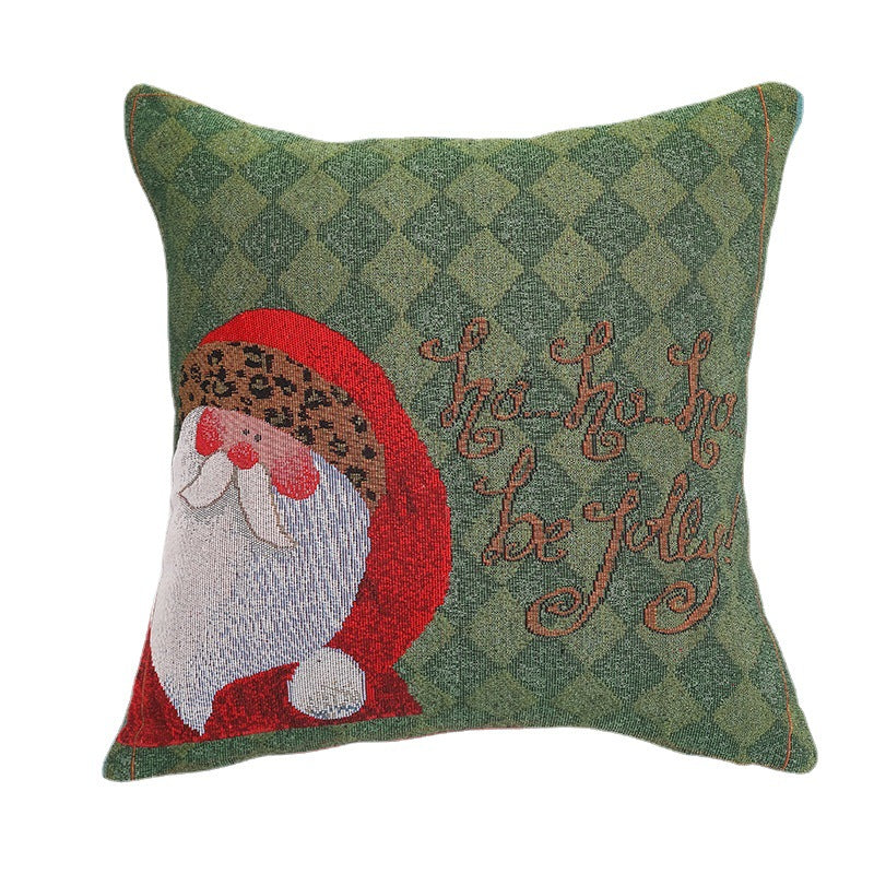 Christmas Pillow Cover (without core) Woven Cartoon Elk Snowman European and American Festival Cushion Sofa 5