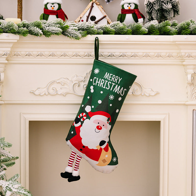 Christmas decorations, colorful prints, Christmas socks, Santa Claus gift socks, snowman gift bags, red and green leg hanging Christmas socks 6