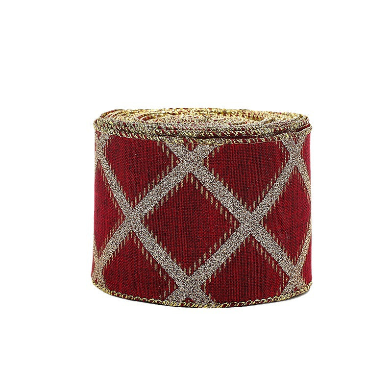 Christmas ribbon imitation linen ribbon decoration bow accessories snowflake Christmas ribbon in stock 5