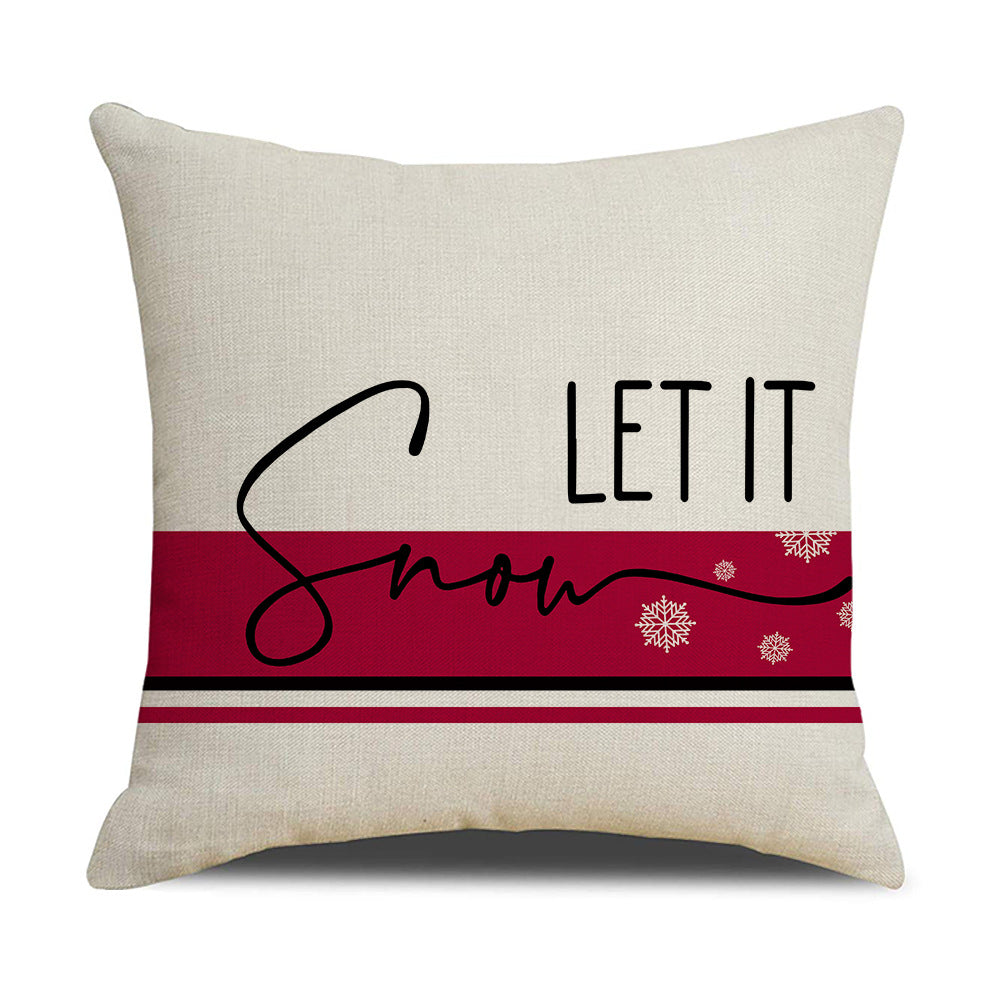 Pink cartoon Christmas linen pillowcase, sofa cushion, home goods pillowcase 10