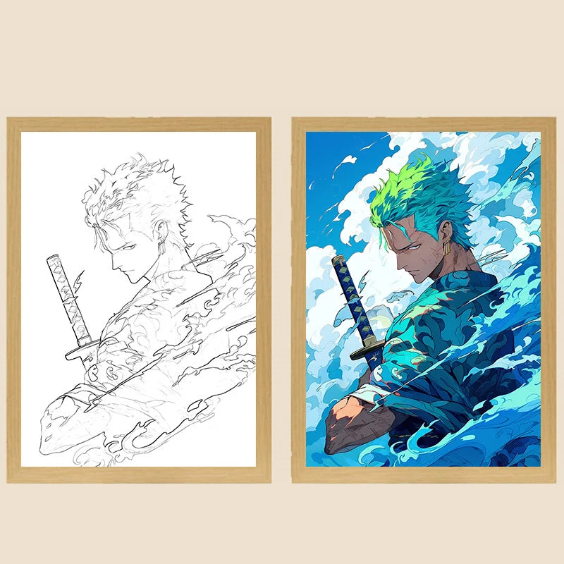 One Piece Creative Photo Frame Night Light Toy Anime Character Luffy Zoro Night Light Bedside Decoration Painting Christmas Gift 7