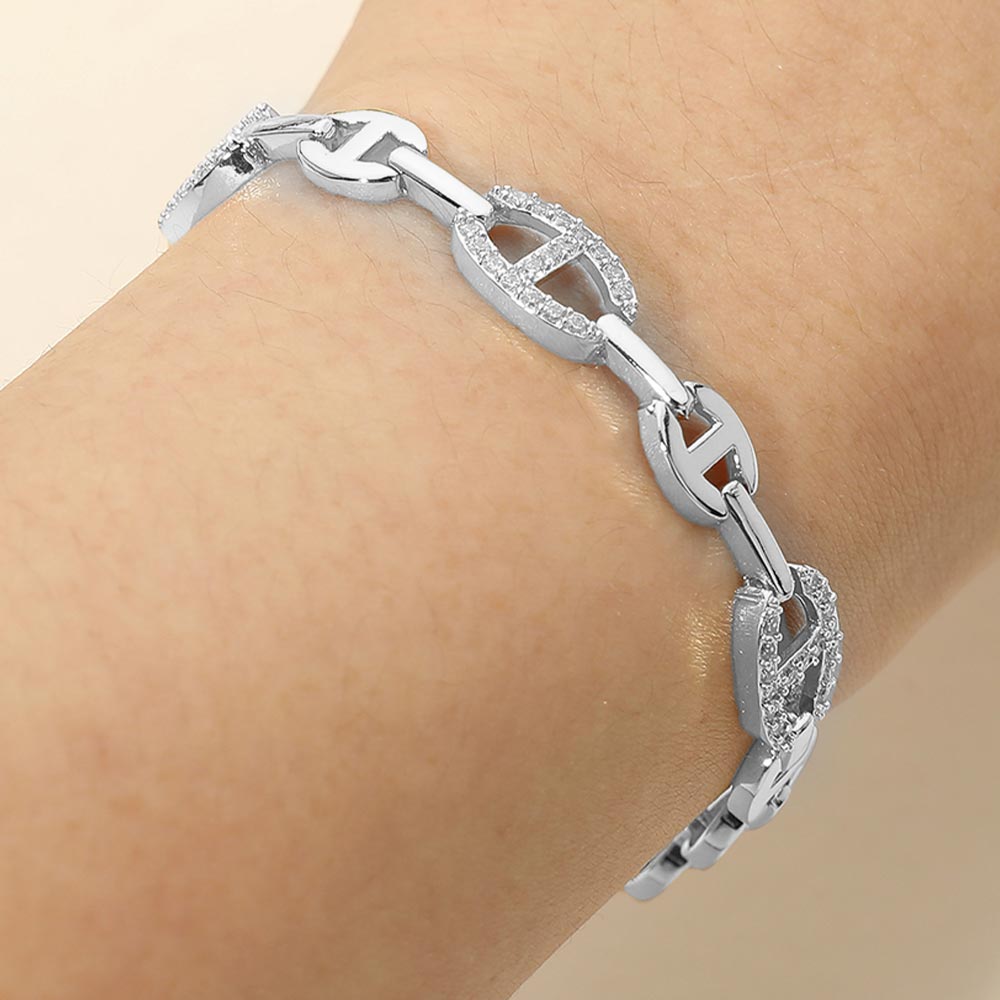 CZ Pave Geometric Link Bracelet 2