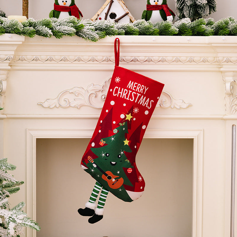 Christmas decorations, colorful prints, Christmas socks, Santa Claus gift socks, snowman gift bags, red and green leg hanging Christmas socks 9