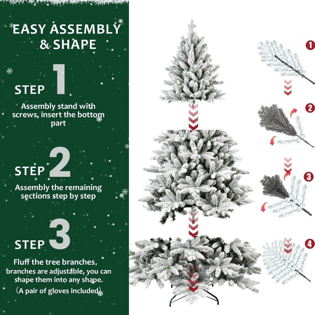 7FT PE&PVC Flocked Christmas tree 9