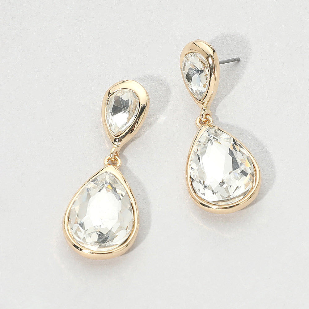 Teardrop Faceted Stone Drop Dangle Earrings 4
