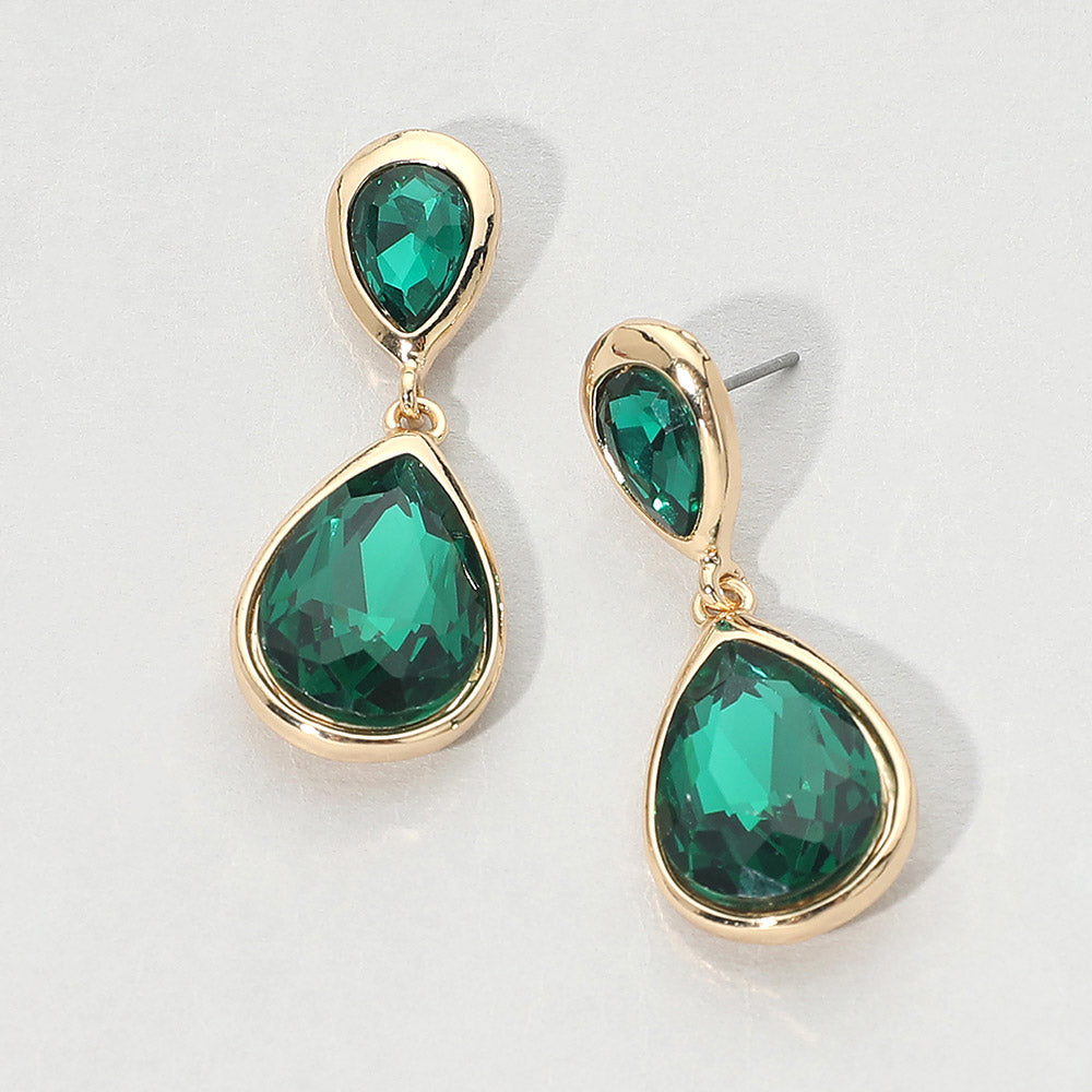Teardrop Faceted Stone Drop Dangle Earrings 6