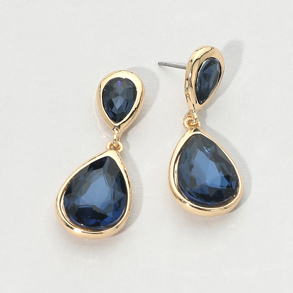 Teardrop Faceted Stone Drop Dangle Earrings 7