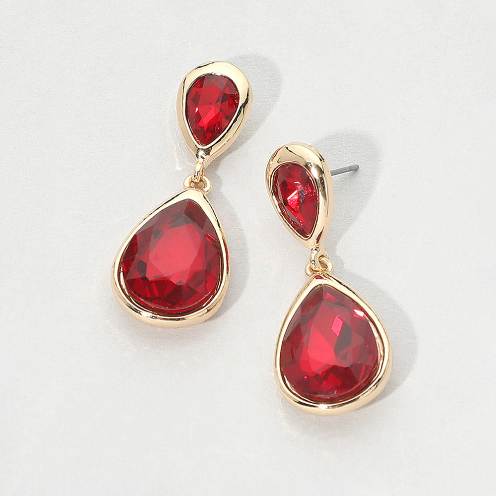 Teardrop Faceted Stone Drop Dangle Earrings 5