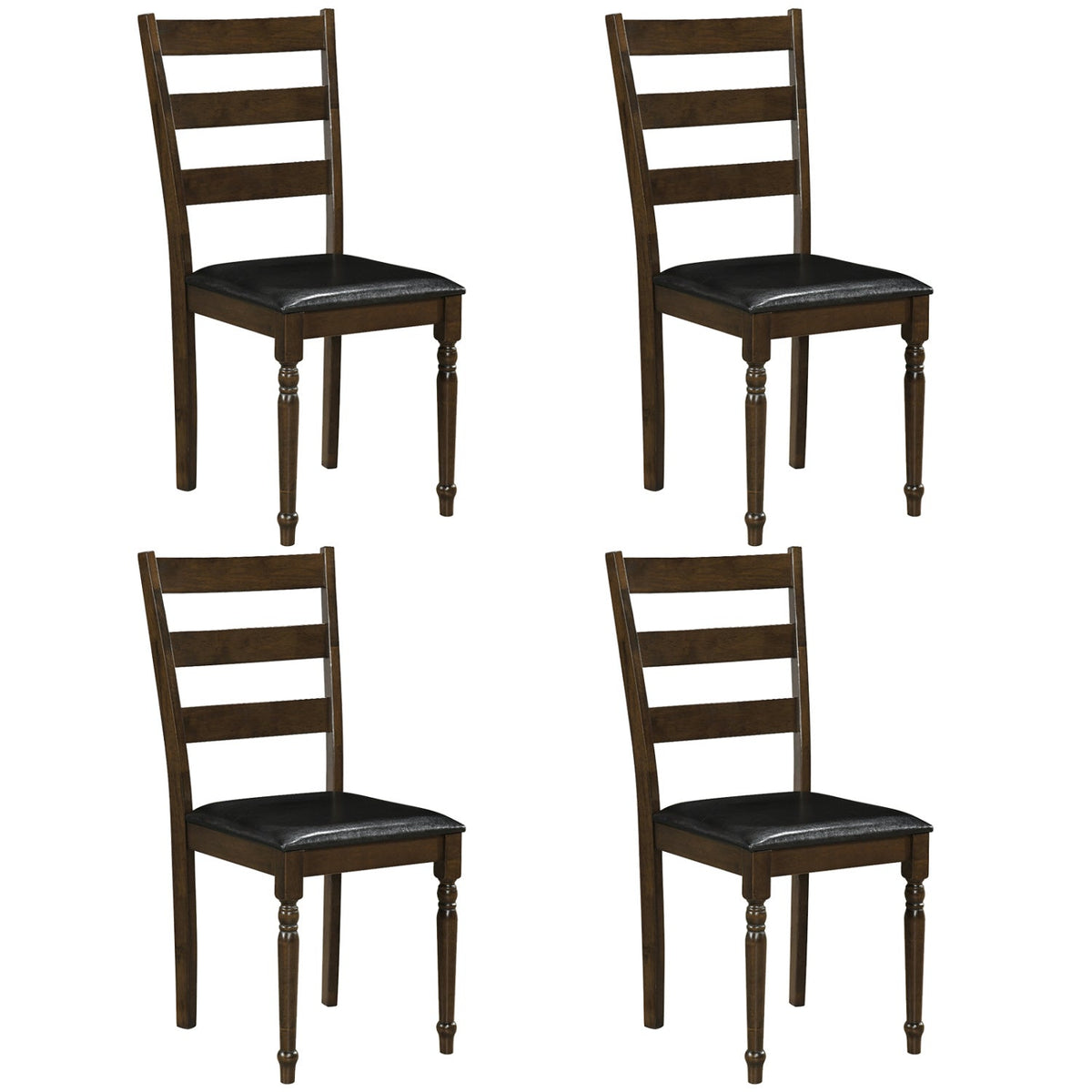 Dining Chairs Set of 4 - Farmhouse PU Leather Upholstered 3
