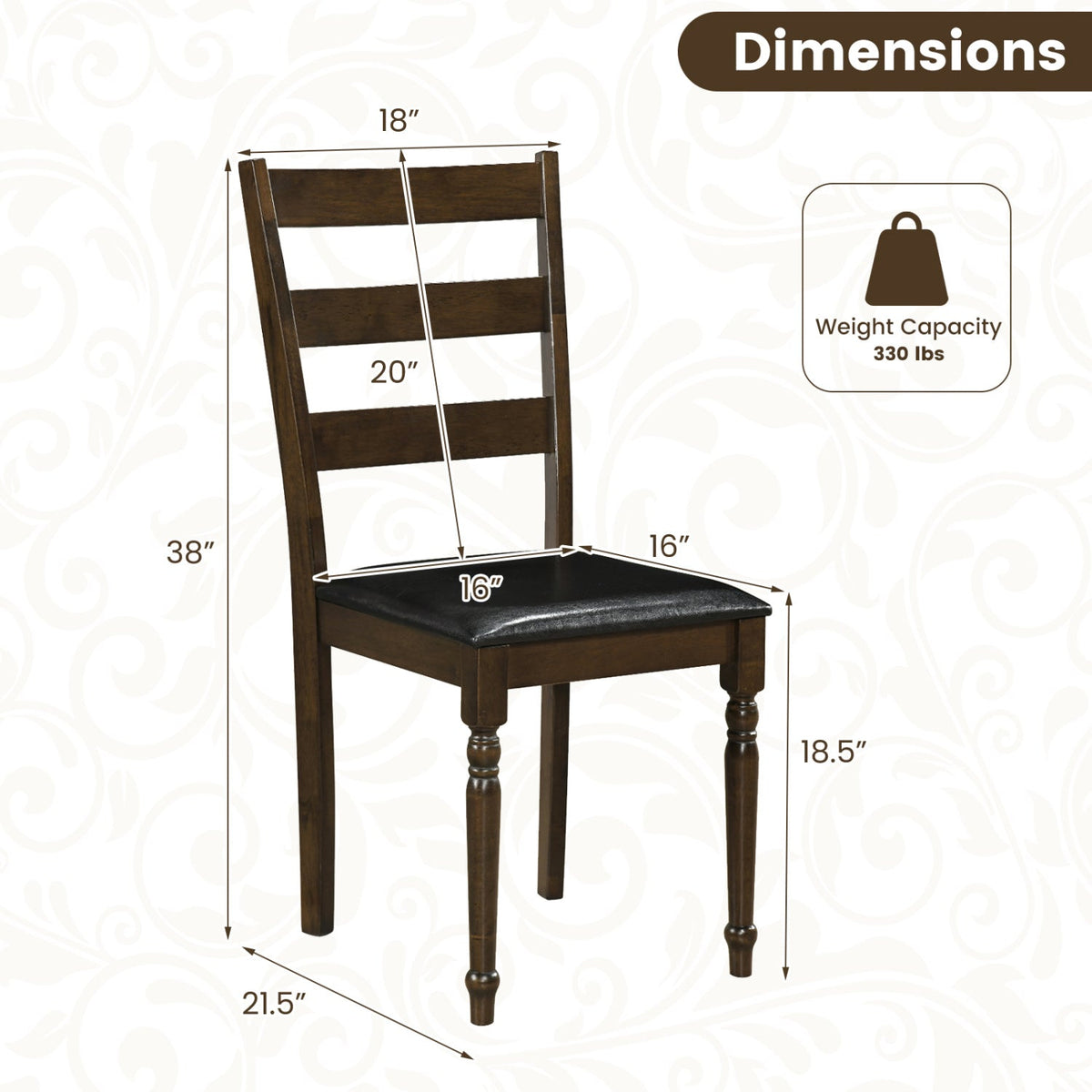 Dining Chairs Set of 4 - Farmhouse PU Leather Upholstered 4