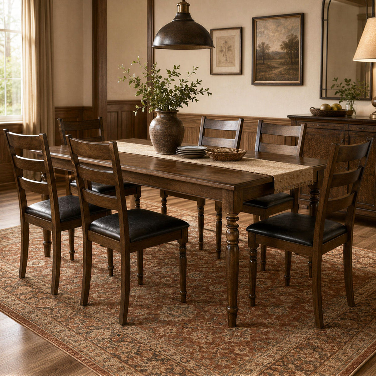Dining Chairs Set of 4 - Farmhouse PU Leather Upholstered 5
