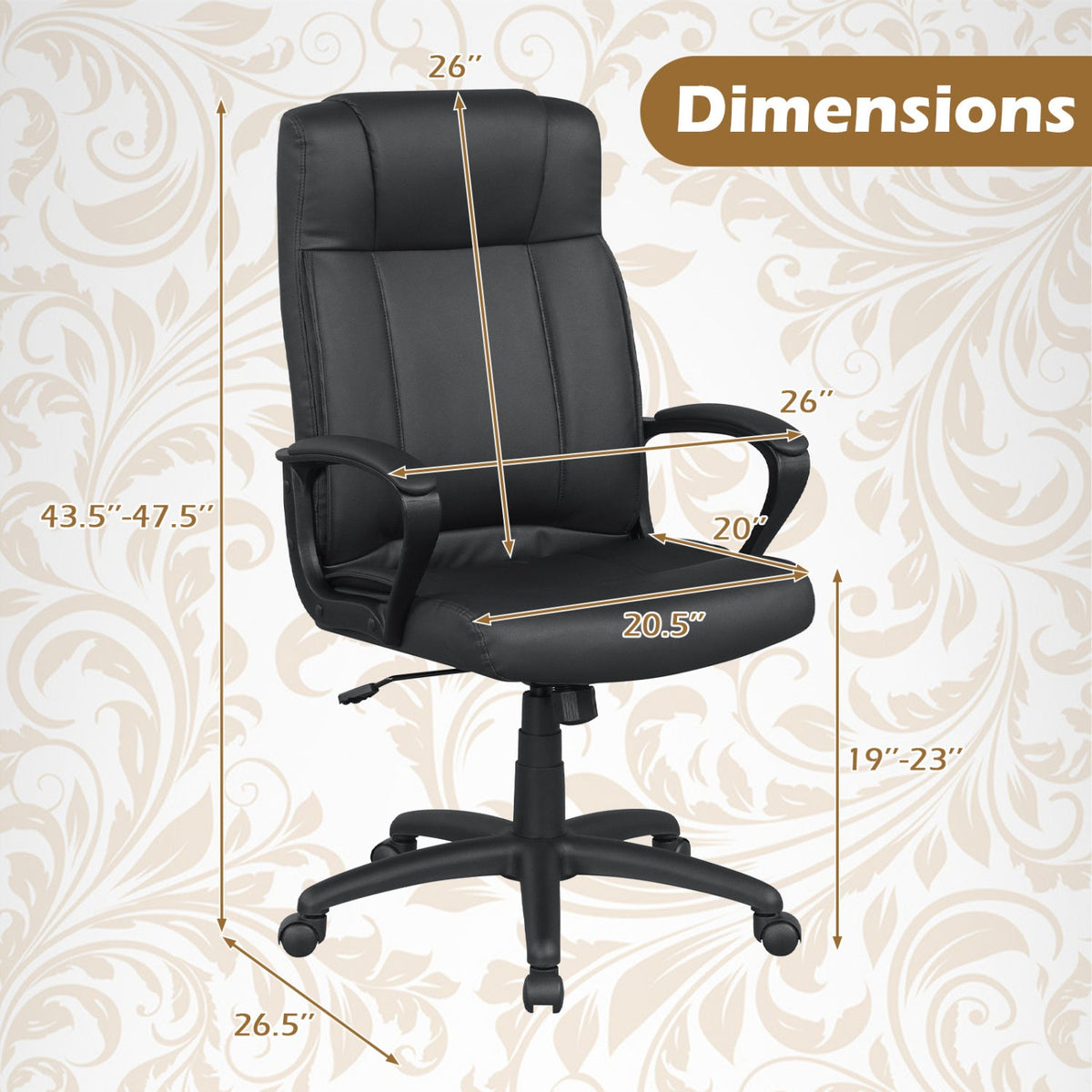 Ergonomic Office Chair with Rocking Function - Faux Leather 12