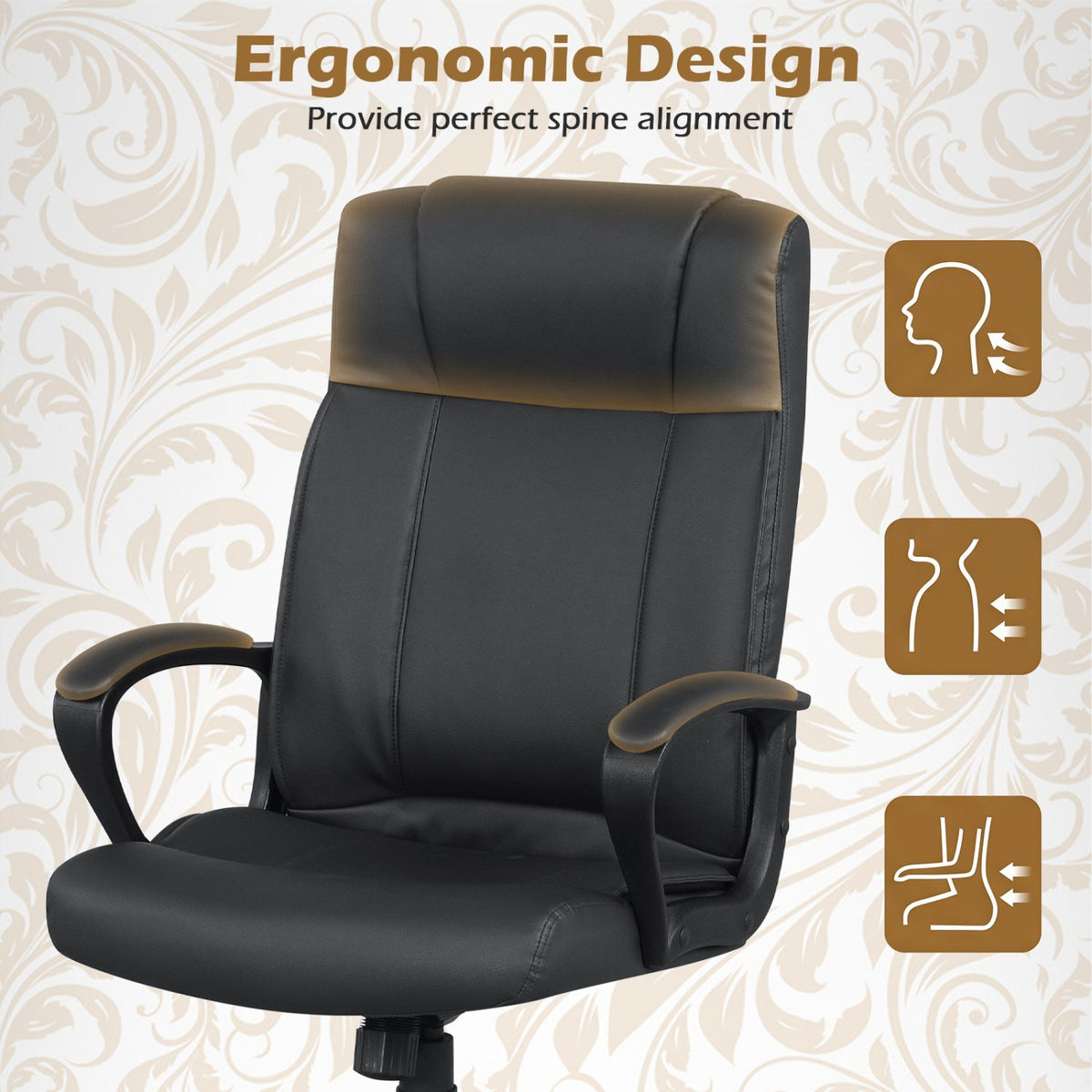Ergonomic Office Chair with Rocking Function - Faux Leather 14