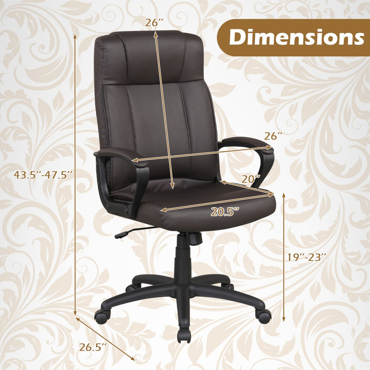 Ergonomic Office Chair with Rocking Function - Faux Leather 4