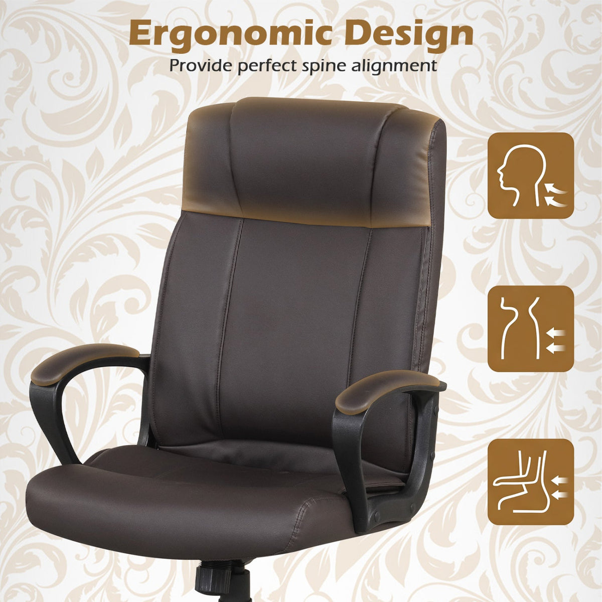 Ergonomic Office Chair with Rocking Function - Faux Leather 6
