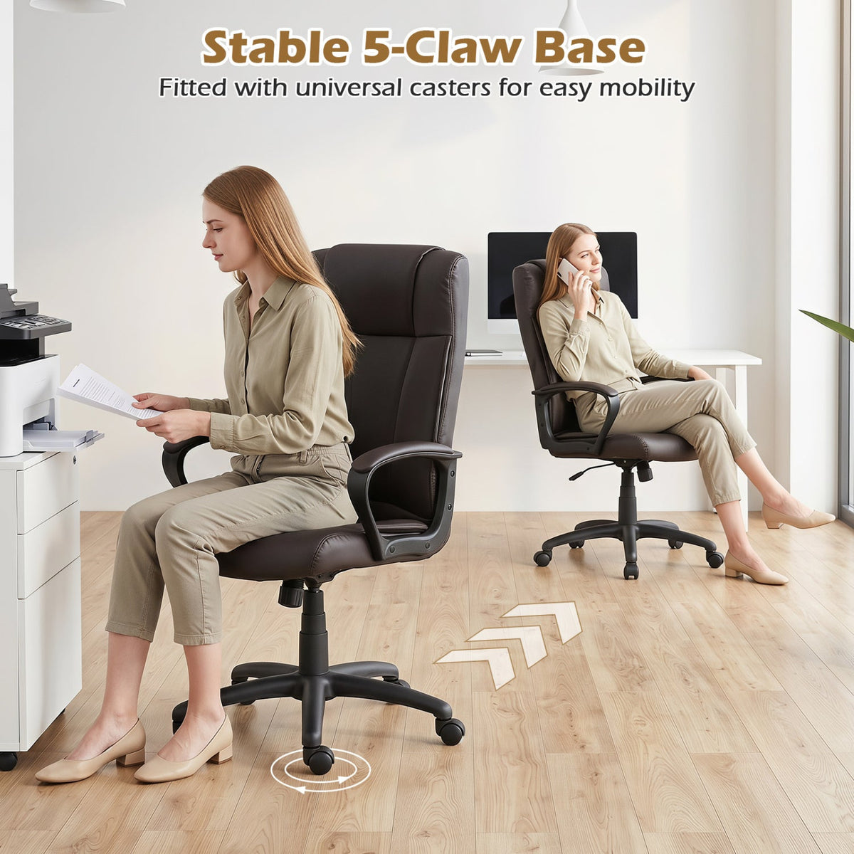 Ergonomic Office Chair with Rocking Function - Faux Leather 8