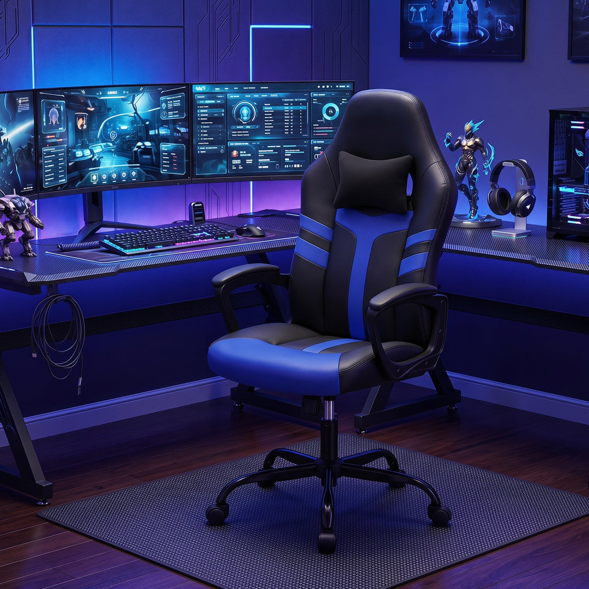 Ergonomic Gaming Chair with Removable Head Pillow & Rocking 25