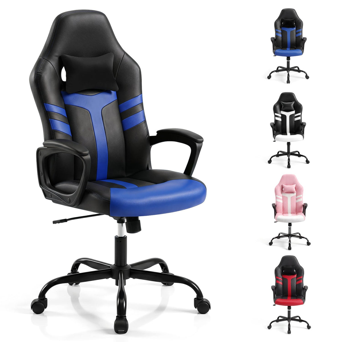 Ergonomic Gaming Chair with Removable Head Pillow & Rocking 28