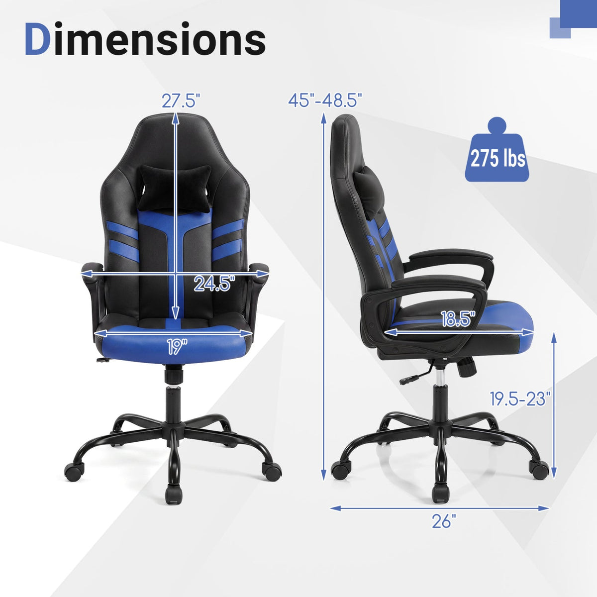 Ergonomic Gaming Chair with Removable Head Pillow & Rocking 29