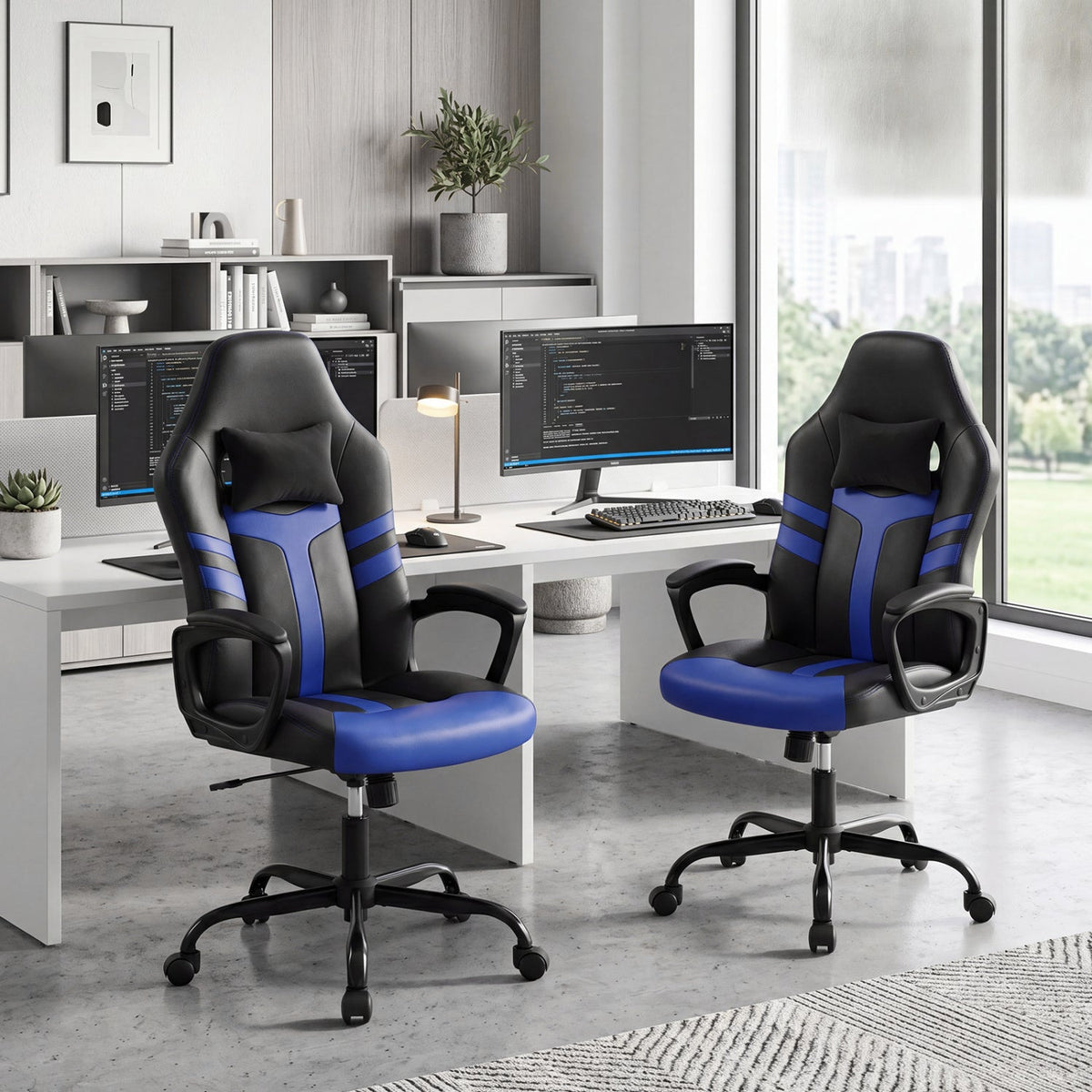 Ergonomic Gaming Chair with Removable Head Pillow & Rocking 30