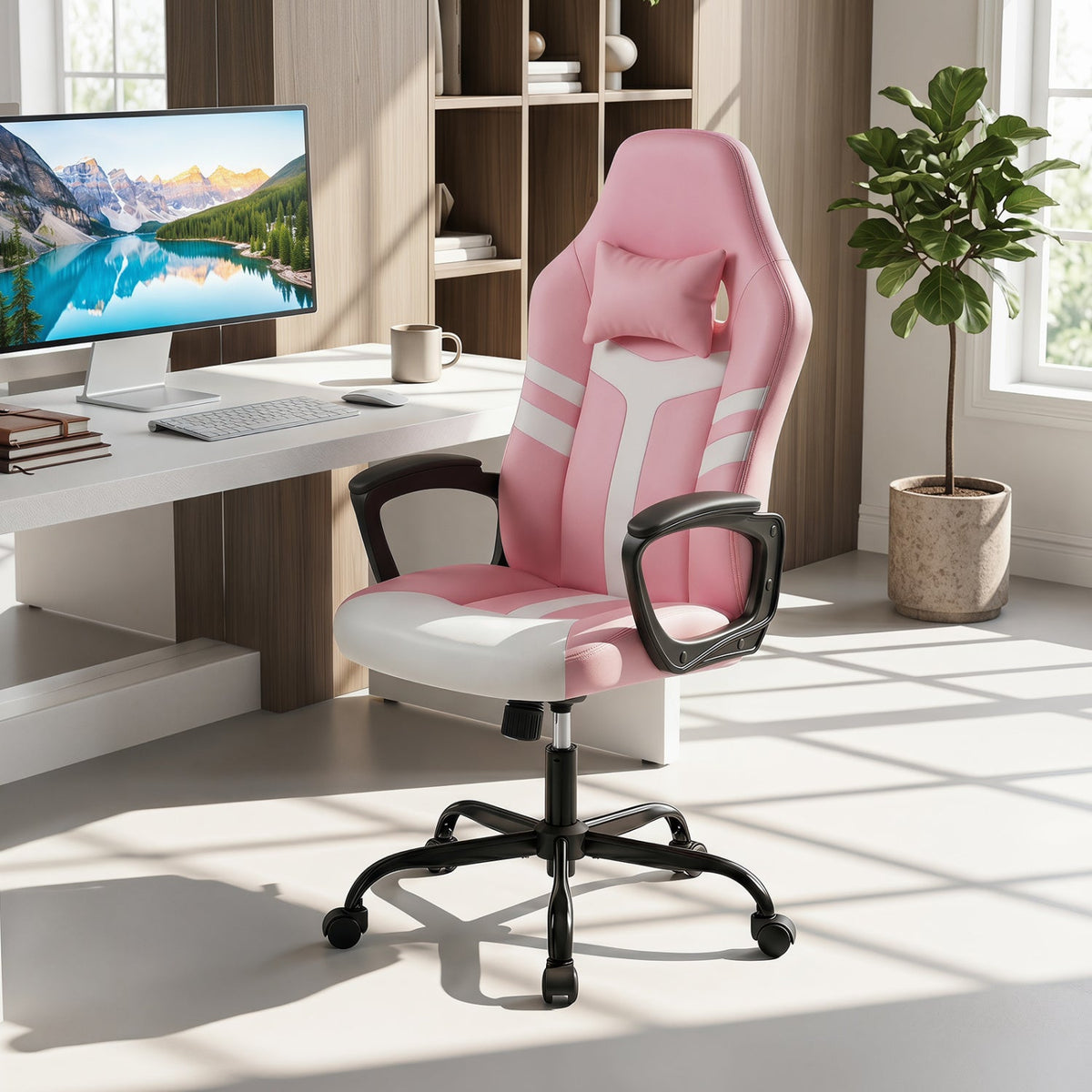Ergonomic Gaming Chair with Removable Head Pillow & Rocking 2