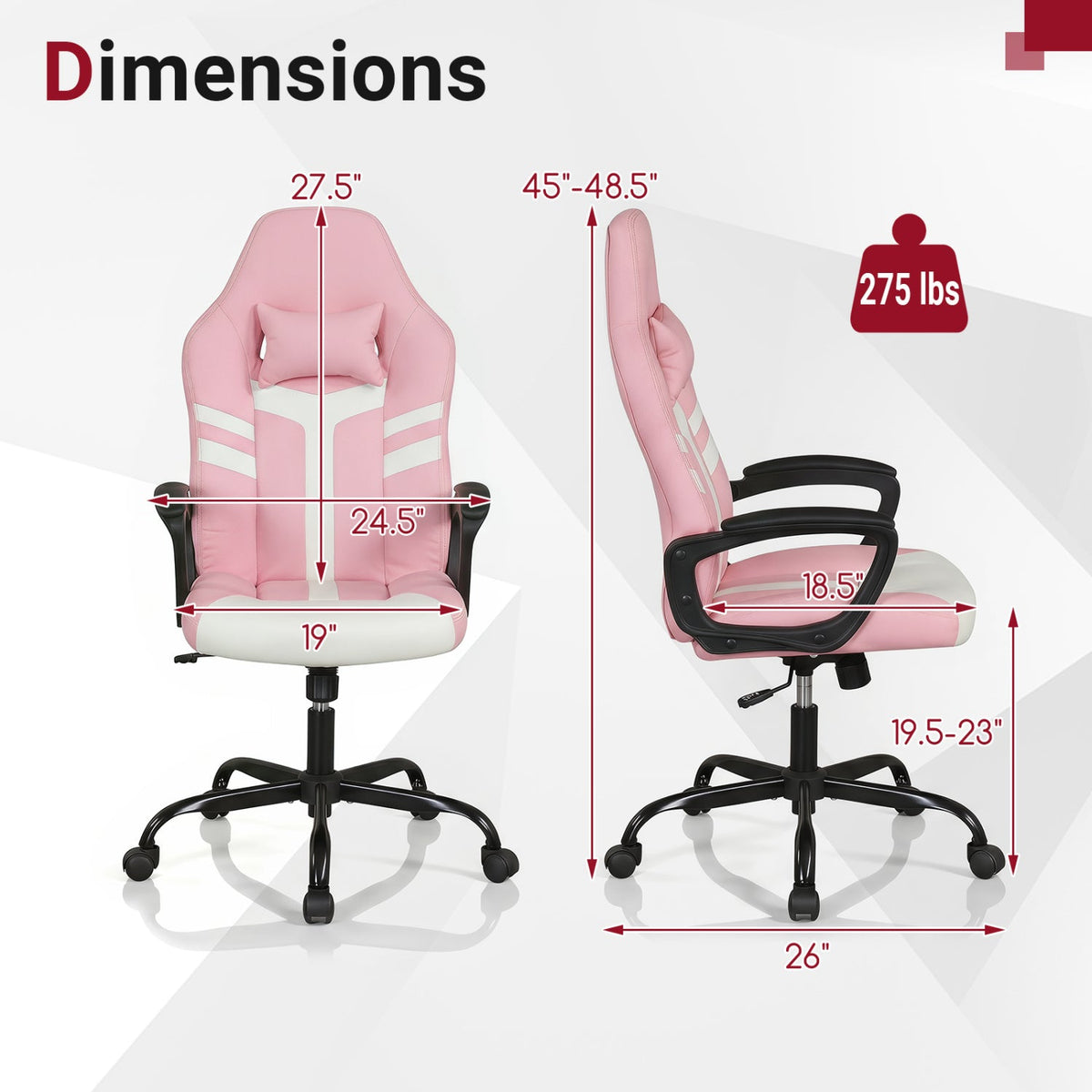 Ergonomic Gaming Chair with Removable Head Pillow & Rocking 5
